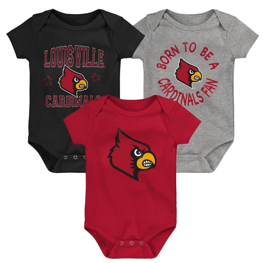 Louisville Cardinals 3-Pack Born To Be Bodysuit Set